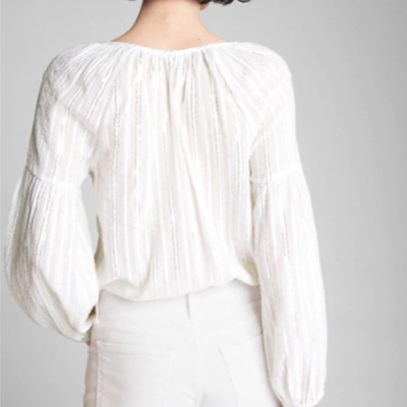 Balloon Sleeve Metallic Stripe Blouse NWOT - Picture 2 of 6